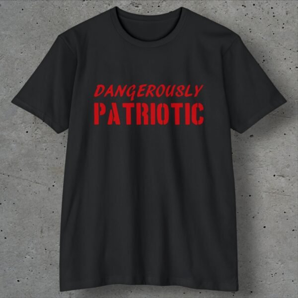 dangerously patriotic red logo t shirt