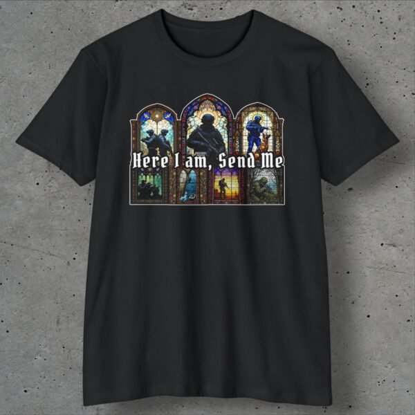 here i am send me stained glass operators t shirt