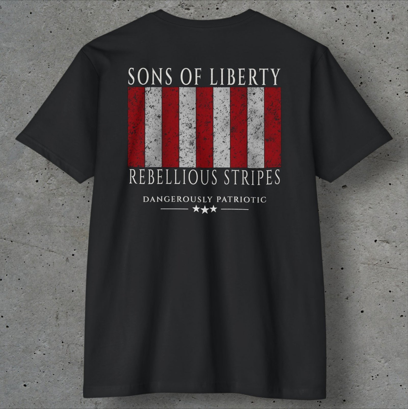 sons of liberty rebellious stripes t shirt