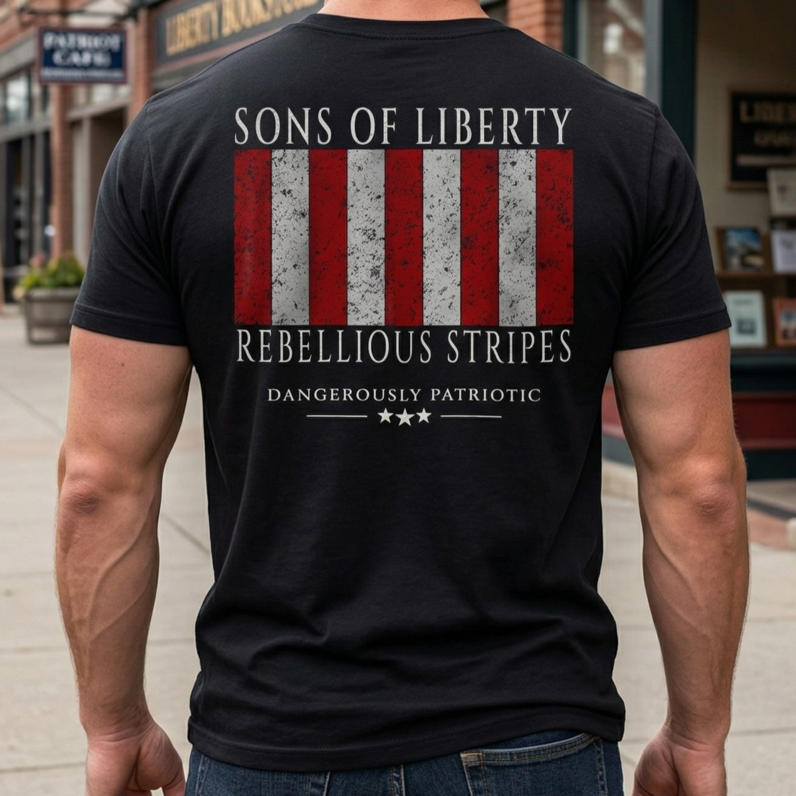 sons of liberty rebellious stripes t shirt