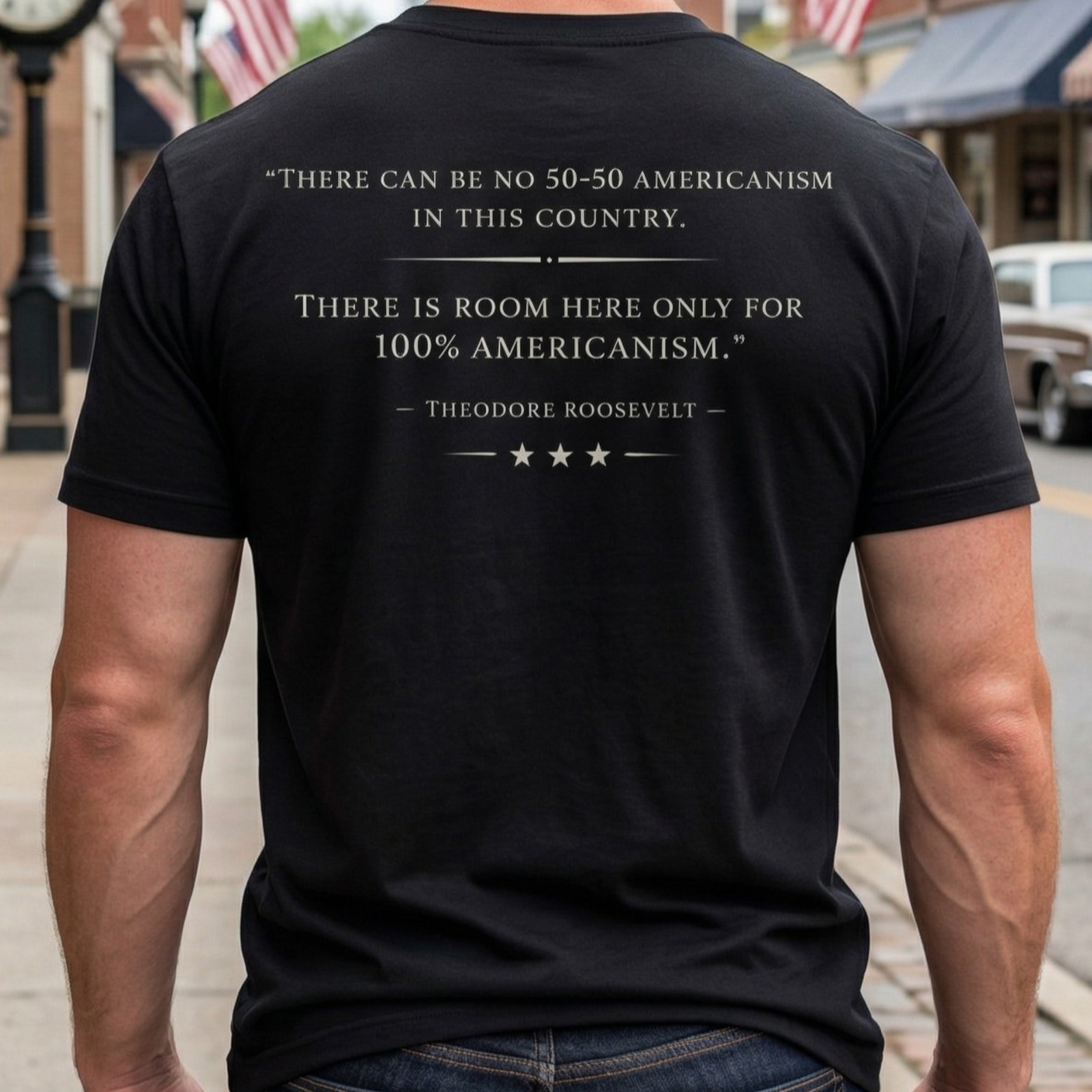 theodore roosevelt 100% americanism quote t shirt